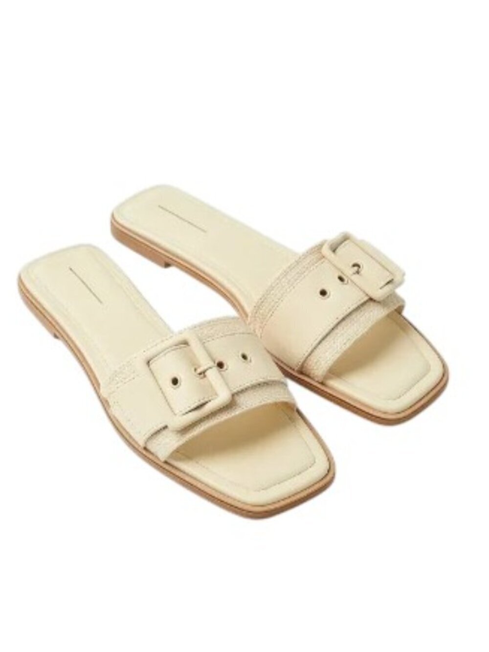 By Anthropologie Buckle Slide Sandals Size 41 US 10.5 - 11 Color Light Sands NEW